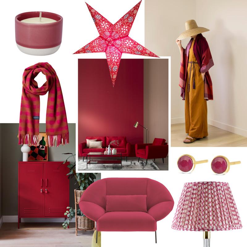cor do ano 2023 pantone viva magenta moodboard big furniture group